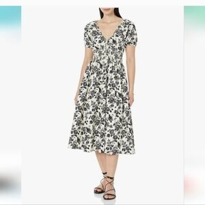 The Drop Daksha Black And White Puff Sleeve Mini Dress